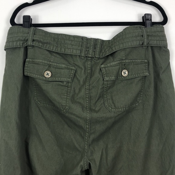 TORRID olive green waist tie bucket style cropped cargo Capri pant B3 - Picture 7 of 10